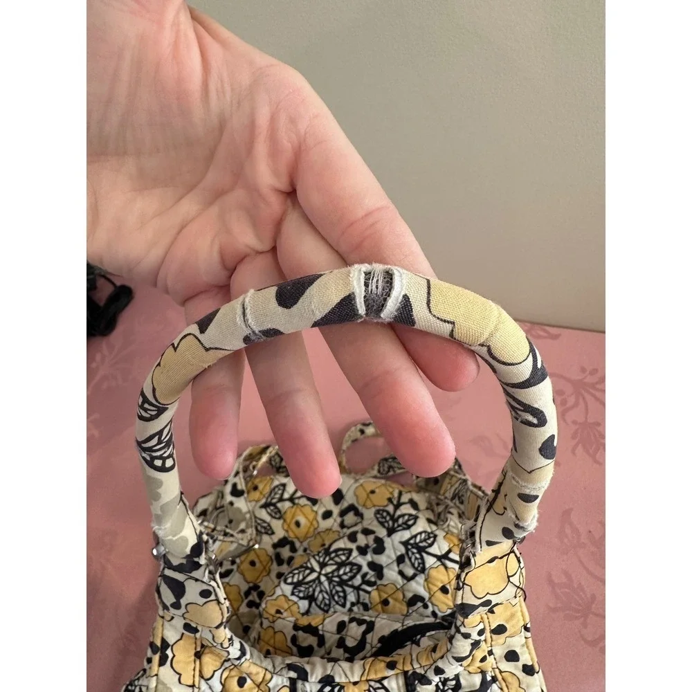 Vera Bradley yellow and‎ black drawstring backpack and shoulder bag